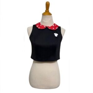 Disney Minnie Mouse NWT Girls Crop Tank Top Stretch Black Red White Size S